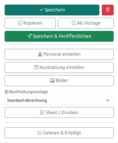 Personal, Ausstattung und Buchhaltungsvorlagen zuweisen