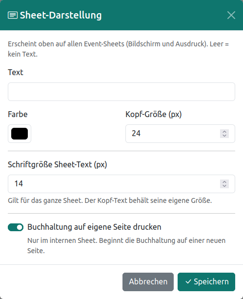 Sheet- bzw. Functiondarstellung anpassen