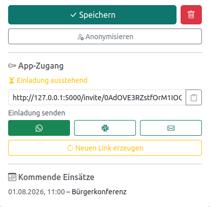 Speichern und Einladen