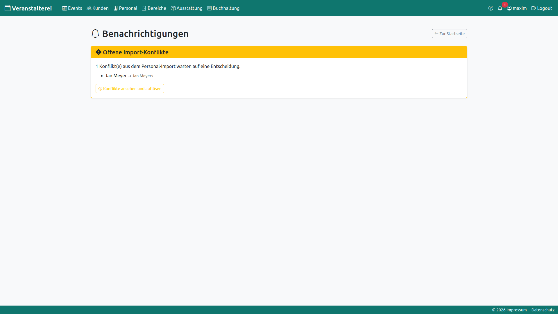 Benachrichtigung über Konflikte