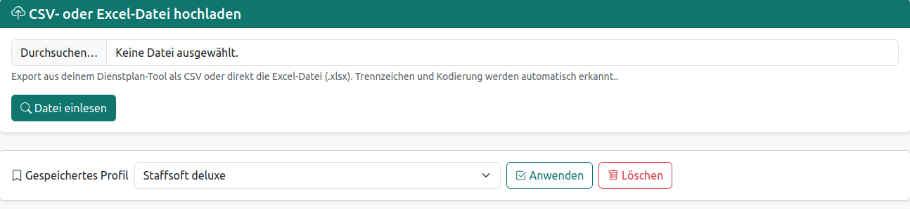 Spaltenzuordnung als Profil laden