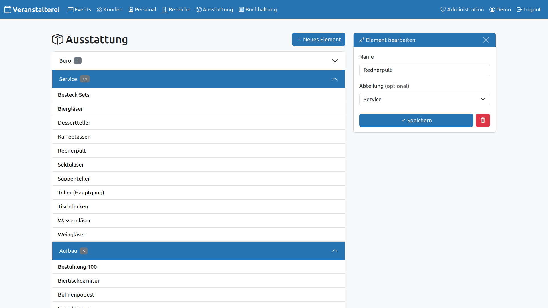 Screenshot: Ausstattung