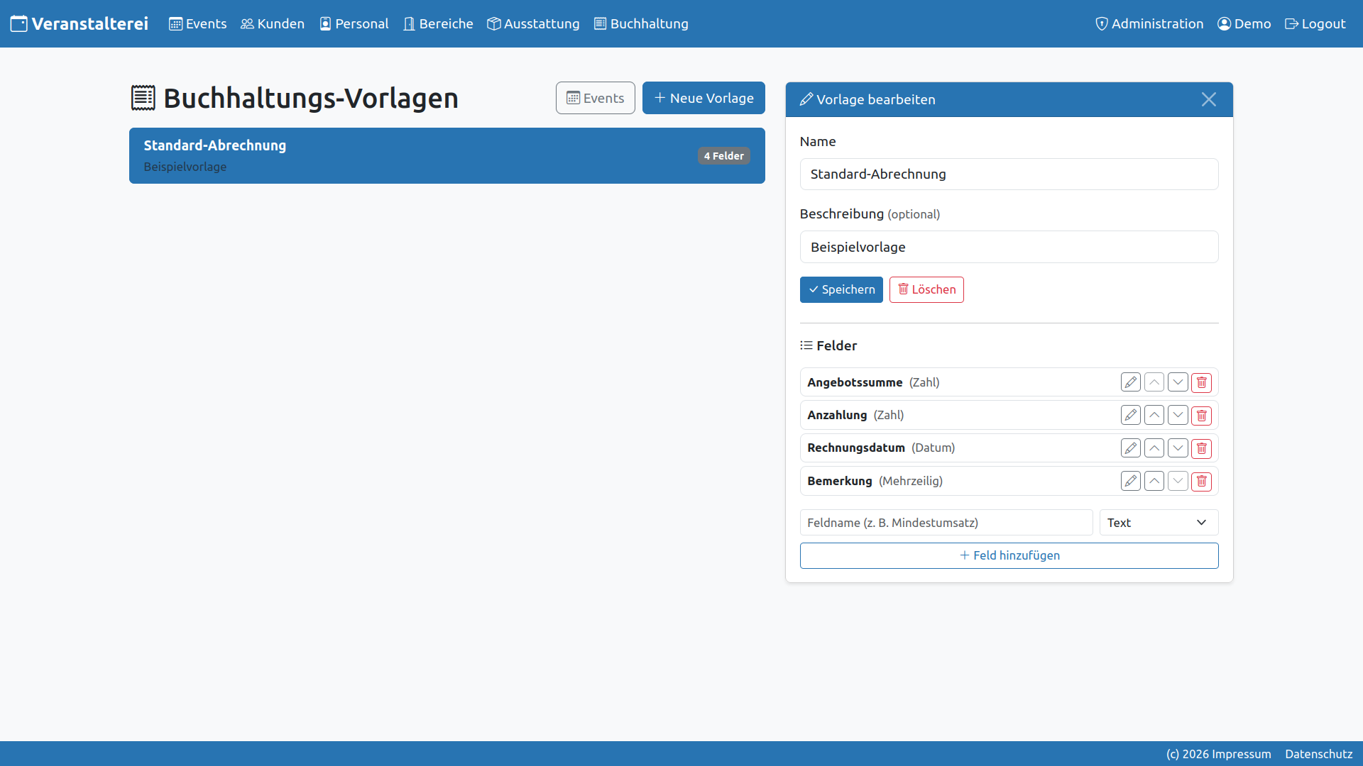 Screenshot: Buchhaltung