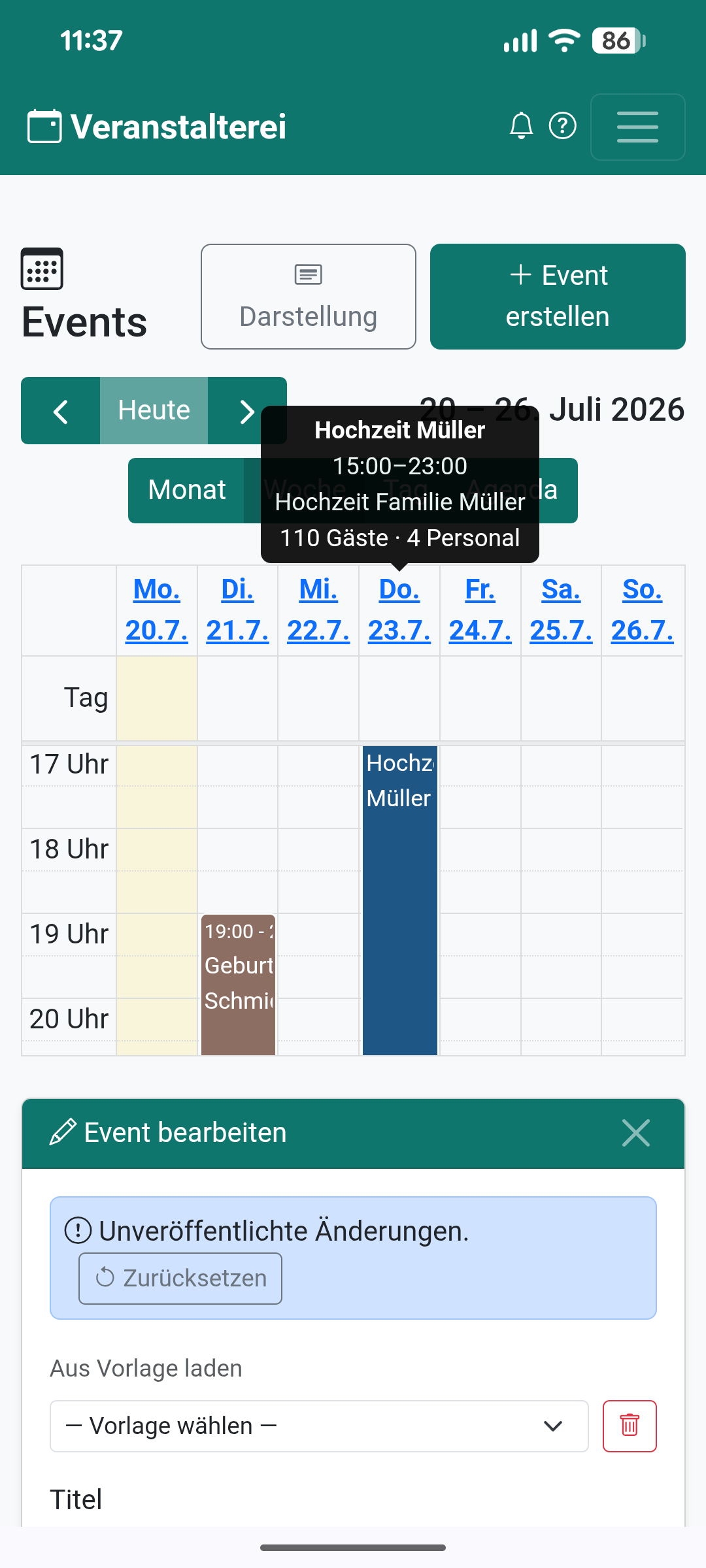 Veranstalterei auf dem Smartphone